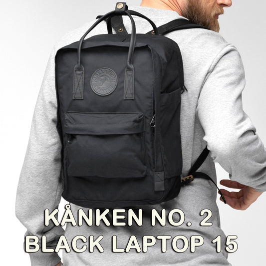 FJÄLLRÄVEN - 瑞典北極狐【狐狸袋】KÅNKEN NO. 2 BLACK LAPTOP 15 黑皮手挽背囊 #23804-550 BLACK