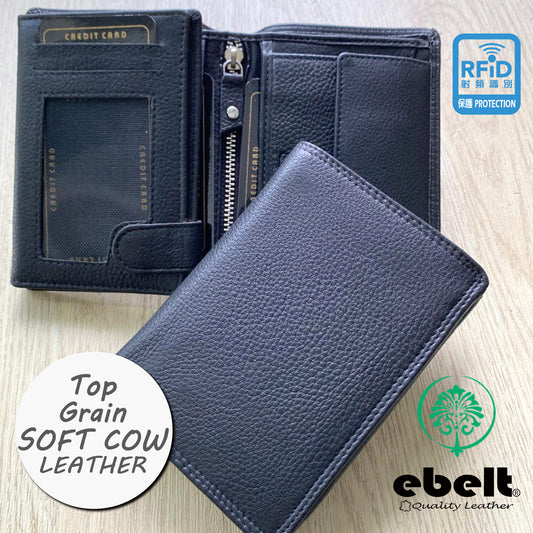 【香港品牌 ebelt】 RFID 頭層牛皮真皮銀包(加大容量)TOP GRAIN COW LEATHER WALLET - WM 164
