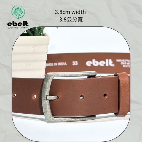 ［香港品牌 EBELT] EBC 330 印度製 頭層水牛皮真皮皮帶 BUFFALO TOP GRAIN LEATHER BELT 3.8cm