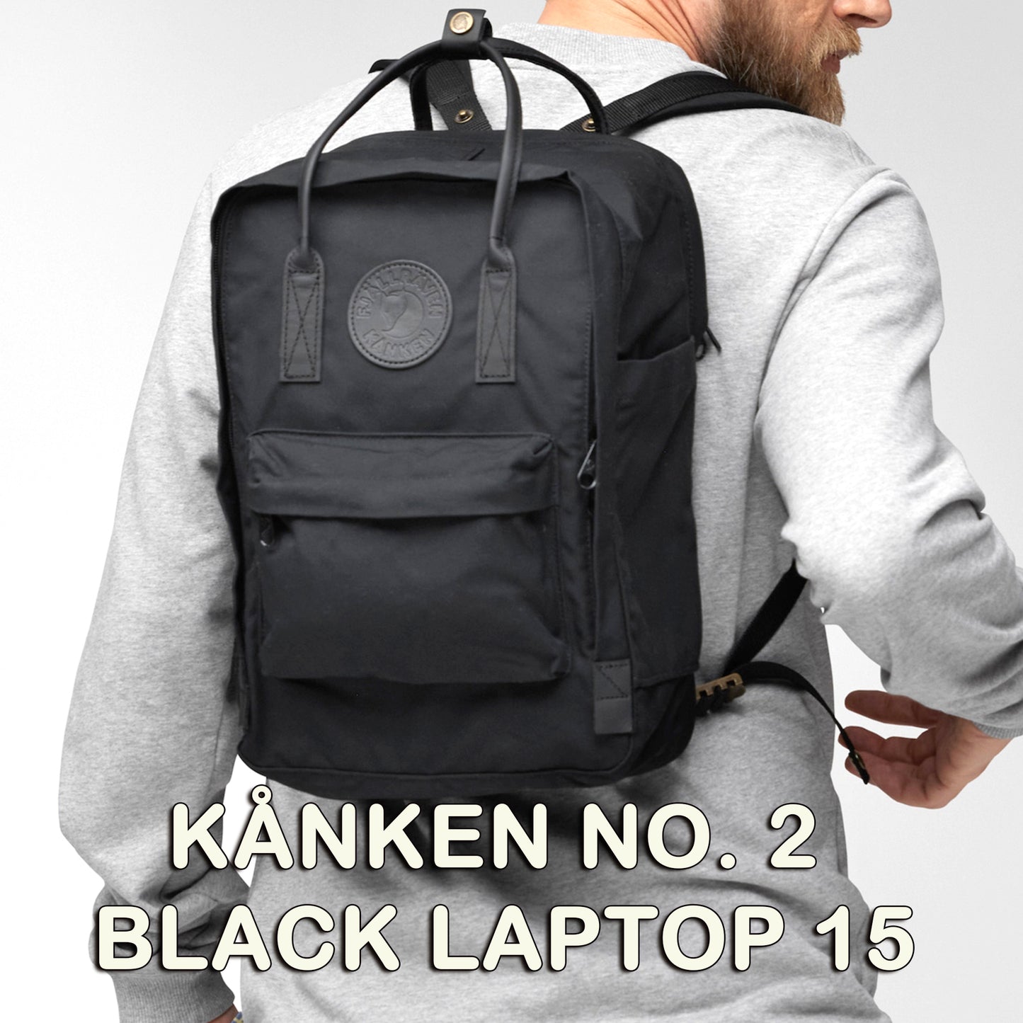 FJÄLLRÄVEN - 瑞典北極狐【狐狸袋】KÅNKEN NO. 2 BLACK LAPTOP 15 黑皮手挽背囊 #23804-550 BLACK