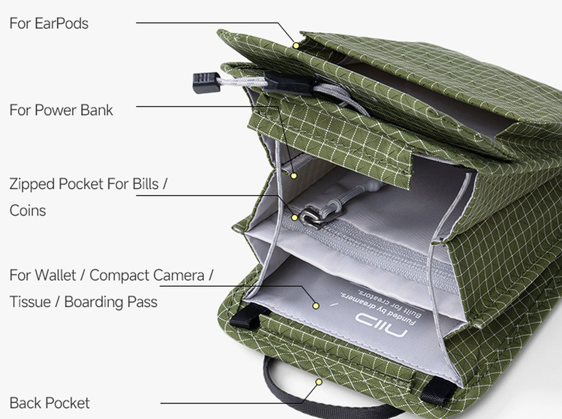 【2026斜孭袋王】NIID NEO Nomad Pouch 輕便多功能斜孭袋・護照／手機／卡片收納 - Pine Green 原野綠