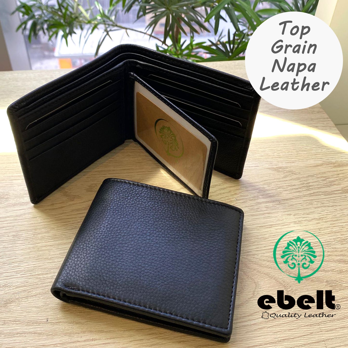 [香港品牌 EBELT] WM 157 頭層牛皮真皮銀包（兩個證件格）皮夾錢包 Top Grain Cow Leather Wallet