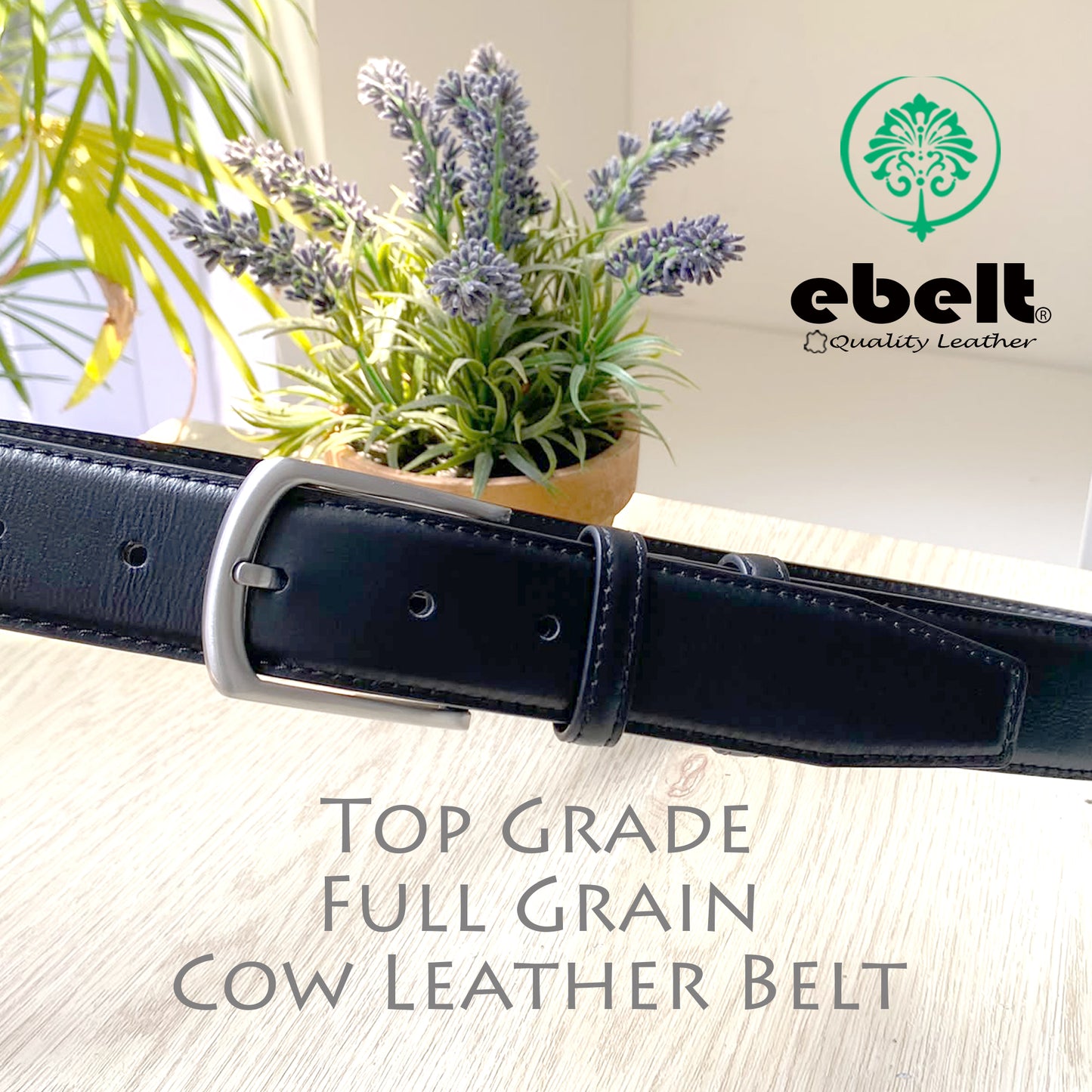 [香港品牌 EBELT] 男裝高級頭層牛皮真皮皮帶 3.4cm Top Grade Full Grain Cow Leather Belt #ebm 165A