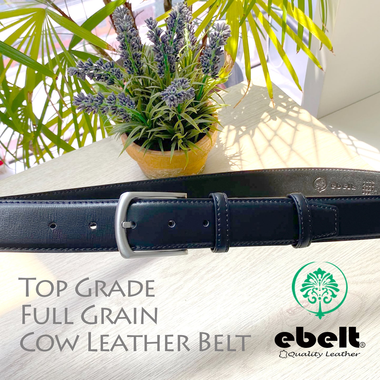 [香港品牌 EBELT] 男裝高級頭層牛皮真皮皮帶 3.4cm Top Grade Full Grain Cow Leather Belt #ebm 165A