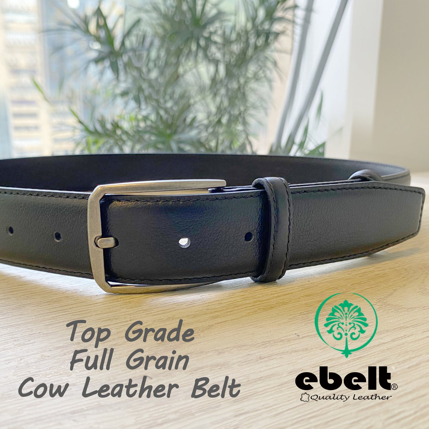 [香港品牌 EBELT] EBM 165  男裝高級頭層牛皮真皮皮帶 3.4cm Top Grade Full Grain Cow Leather Belt