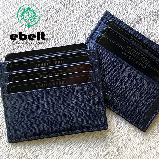 [香港品牌 EBELT] WM 168 印度製 十字壓紋 牛皮 咭片套銀包  SOFFIANO COW LEATHER Card Holder Wallet