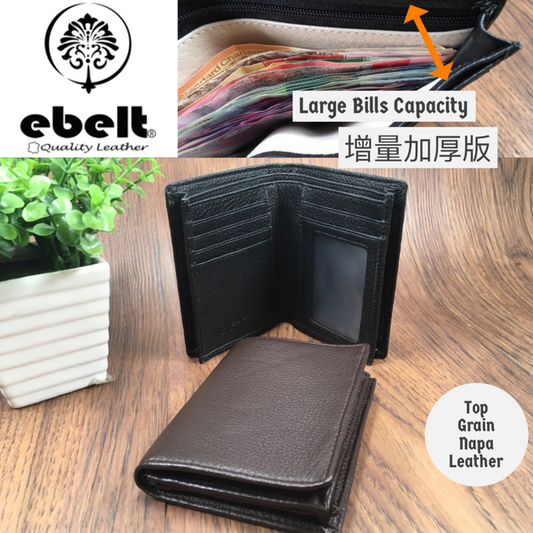 [香港品牌 EBELT] WM 87 頭層牛皮真皮銀包（大容量紙幣格）皮夾錢包 Full Grain Cow Leather Wallet Large Bills Capacity