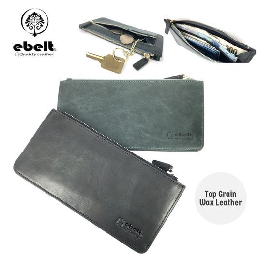 ［香港品牌 EBELT］WM 134 頭層油蠟牛皮薄身長銀包 真皮皮夾錢包 Full Grain Wax Leather Slim Long Wallet