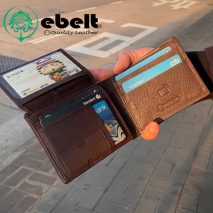 ［香港品牌 EBELT] WM 132 RFID 山羊皮真皮銀包 男錢包短夾 Goat Leather Wallet