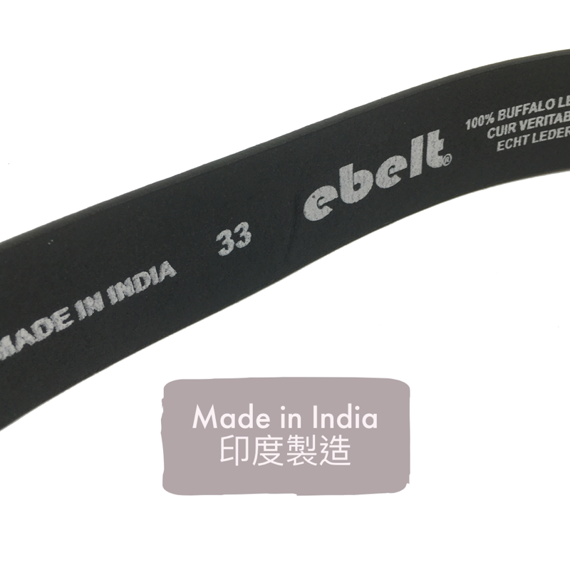［香港品牌 EBELT] EBC 321 印度製 頭層水牛皮真皮皮帶 BUFFALO FULL GRAIN LEATHER BELT 3.4cm