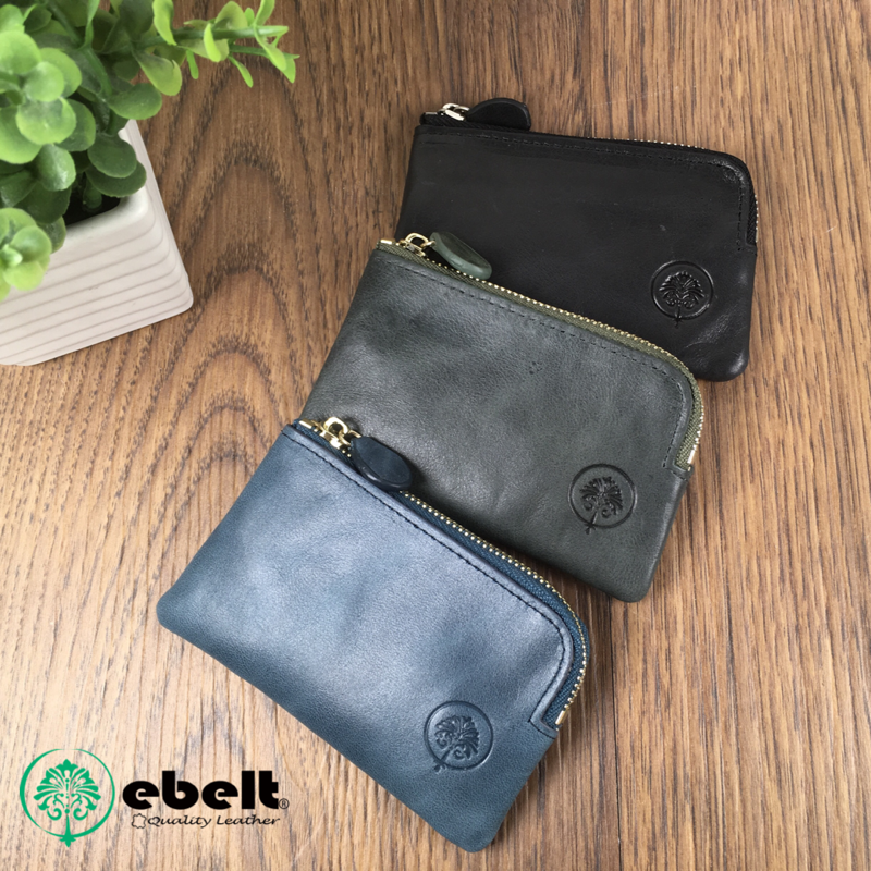 [香港品牌 EBELT] WM 17A 頭層油蠟牛皮真皮散銀包 / 鎖匙包 Cow Waxed Leather Coins Bag / Key Pouch
