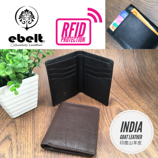 【香港品牌 EBELT 】WM 131 RFID 印度製 山羊皮薄卡片銀包 / 真皮錢包 男短夾 Goat Leather Mini Wallet