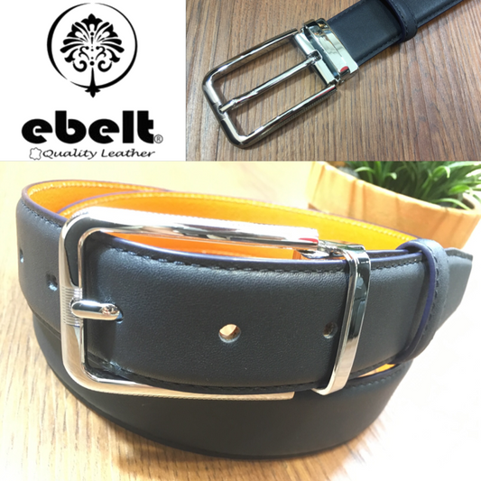 EBELT EBM 155B 男裝高級頭層牛皮皮帶 (海軍藍)Top Grade Cow Full Grain Leather Belt (Navy) 3.4cm